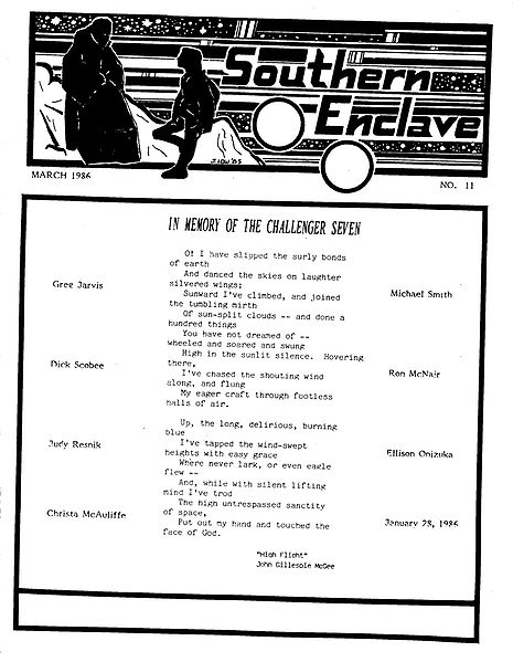 SOUTHERN ENCLAVE magazine side cover Issue 11 March 1986