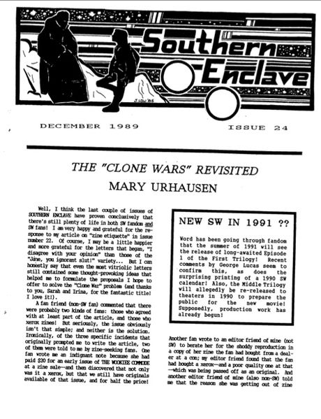 SOUTHERN ENCLAVE magazine side cover Issue 24 December 1989