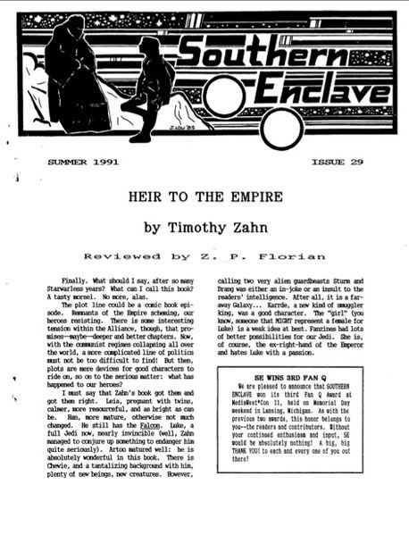 SOUTHERN ENCLAVE magazine side cover Issue 29 Summer 1991