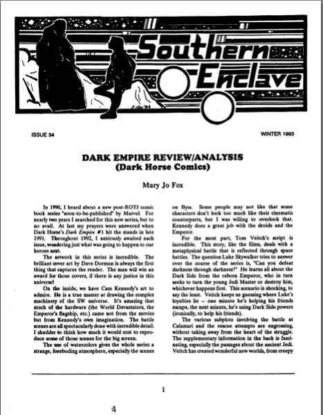 SOUTHERN ENCLAVE magazine side cover Issue 34 December 1992