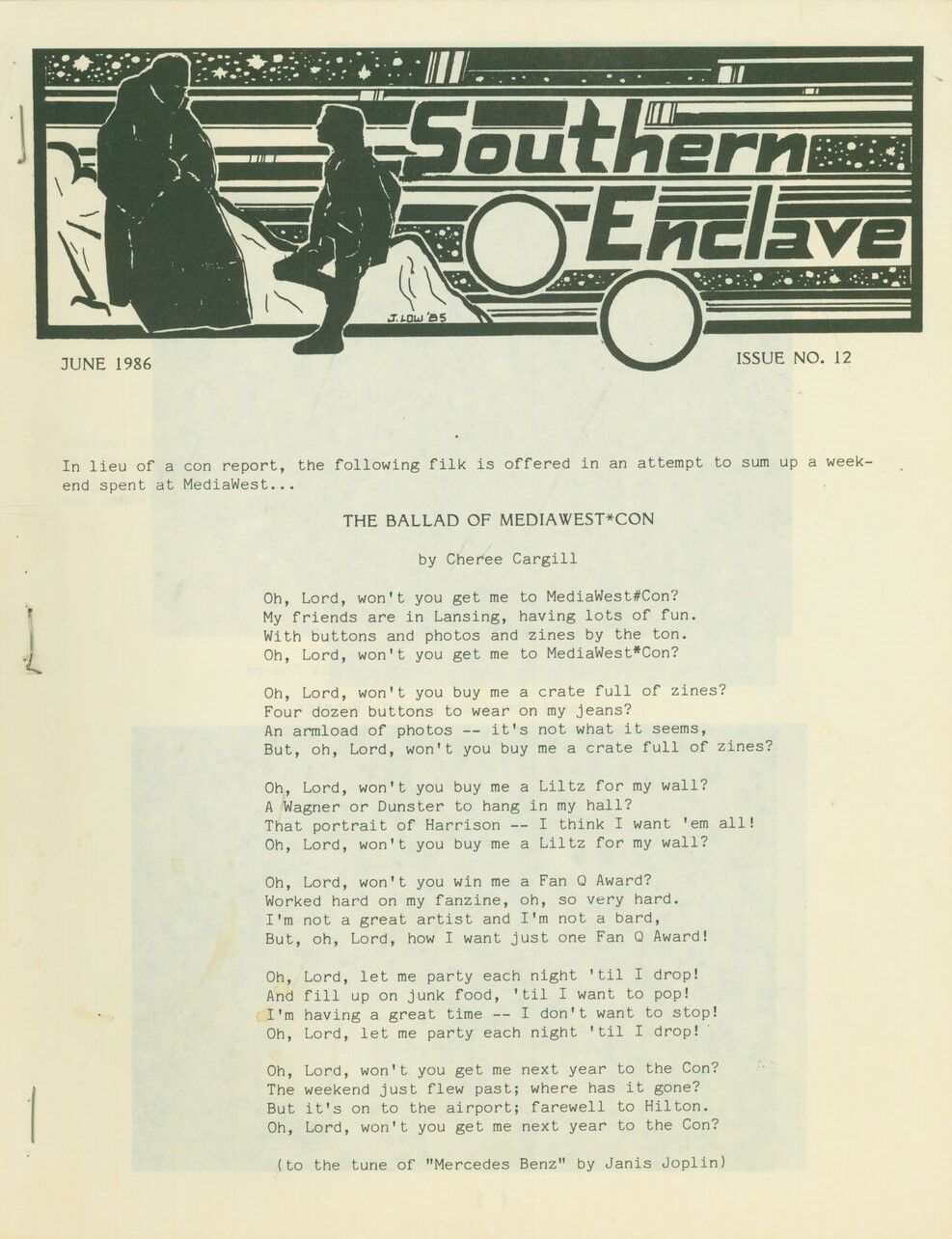 SOUTHERN ENCLAVE magazine side cover Issue 12  June 1986