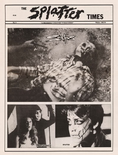 SPLATTER TIMES magazine side cover Issue 3  1984