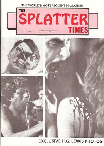 SPLATTER TIMES magazine side cover Issue 6 Summer 1985