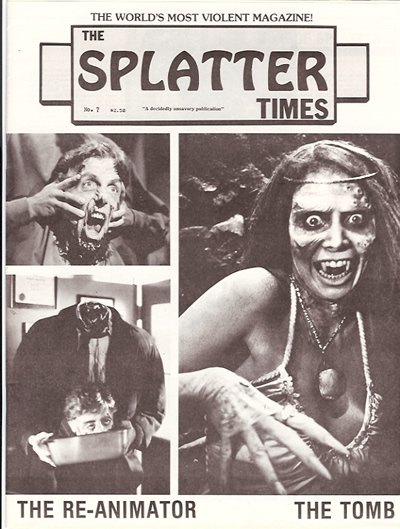 SPLATTER TIMES magazine side cover Issue 7 Winter 1985/ 1986