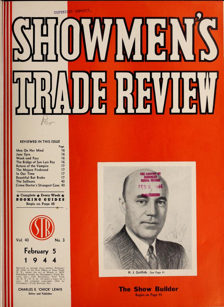 SHOWMENS TRADE REVIEW magazine cover 5 February 1944
