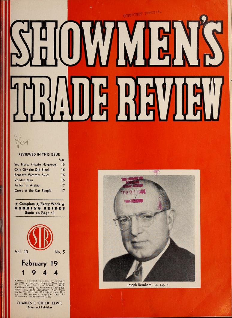 SHOWMENS TRADE REVIEW magazine cover 19 February 1944