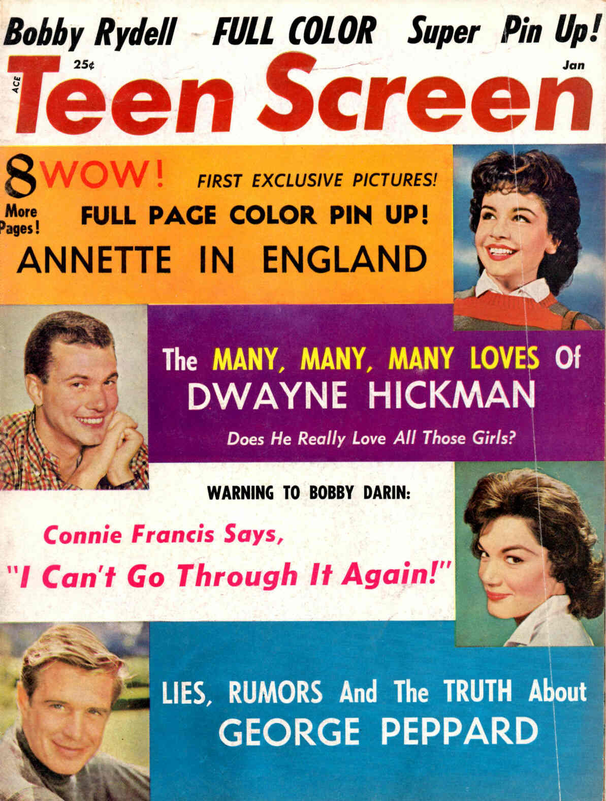 TEEN SCREEN magazine side cover January 1961