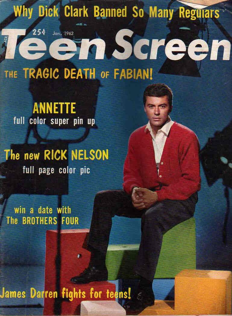 TEEN SCREEN magazine side cover January 1962