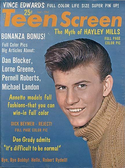 TEEN SCREEN magazine side cover September 1962