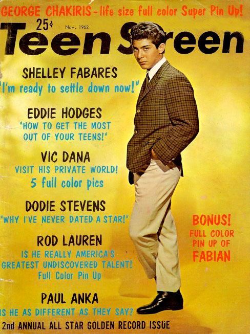 TEEN SCREEN magazine side cover November 1962