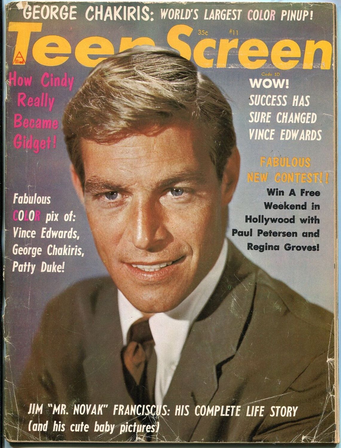 TEEN SCREEN magazine side cover December 1963