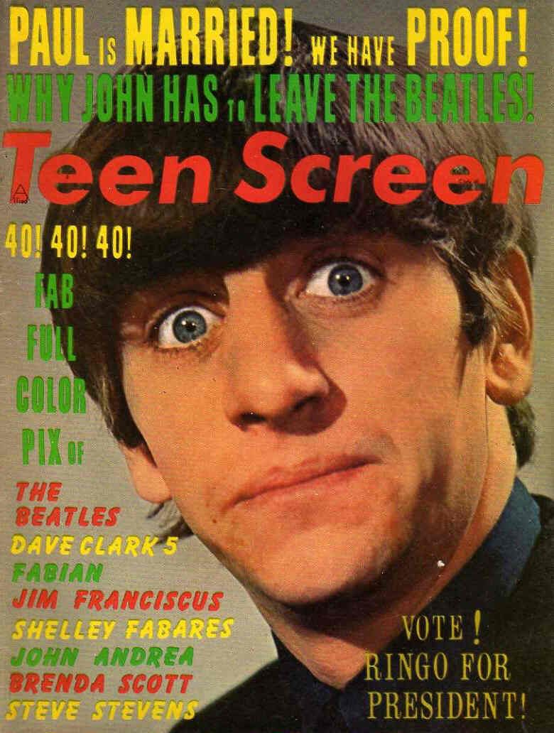 TEEN SCREEN magazine side cover August 1964