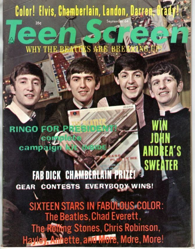 TEEN SCREEN magazine side cover  Vol 5 No 9 September 1964