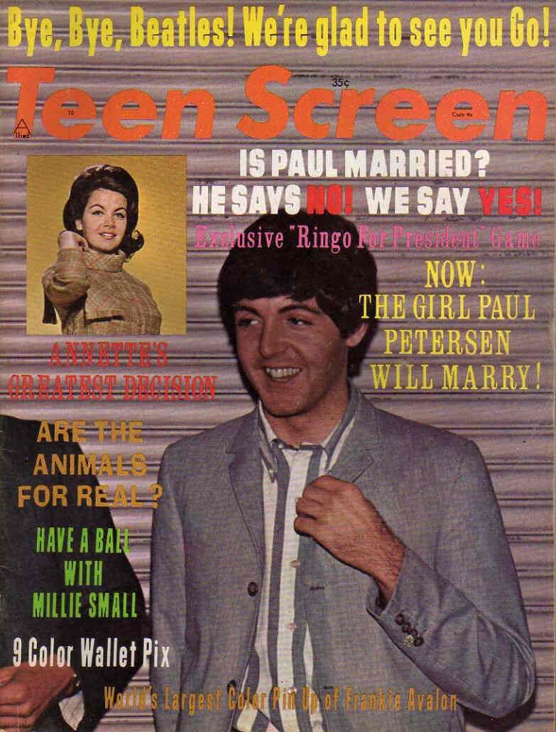TEEN SCREEN magazine side cover October 1964