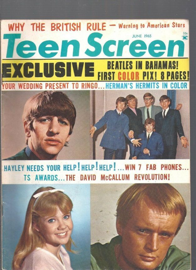 TEEN SCREEN magazine side cover  Vol 6 No 6 June 1965