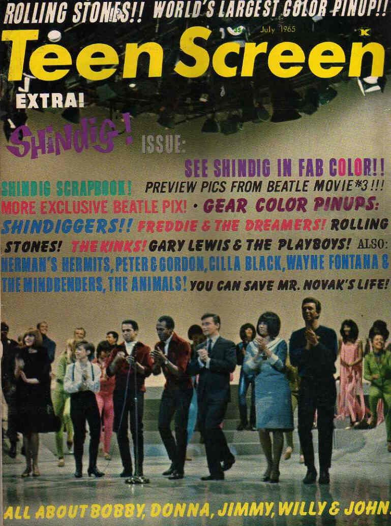 TEEN SCREEN magazine side cover  Vol 6 No 7 July 1965