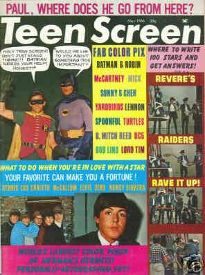 TEEN SCREEN magazine side cover May 1966
