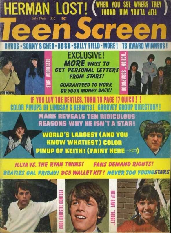 TEEN SCREEN magazine side cover July 1966