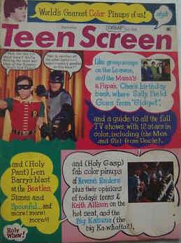 TEEN SCREEN magazine side cover September 1966