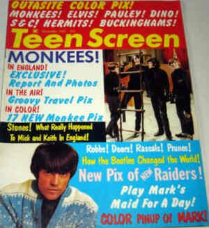 TEEN SCREEN magazine side cover  Vol 9 No 10 November 1967