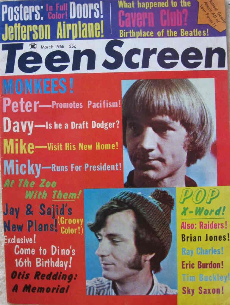 TEEN SCREEN magazine side cover March 1968
