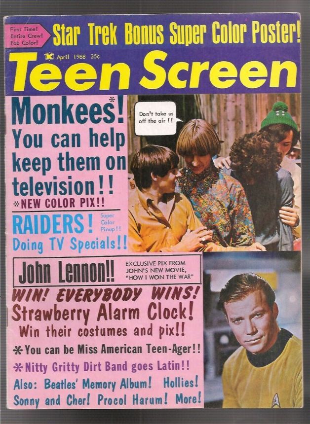 TEEN SCREEN magazine side cover April 1968