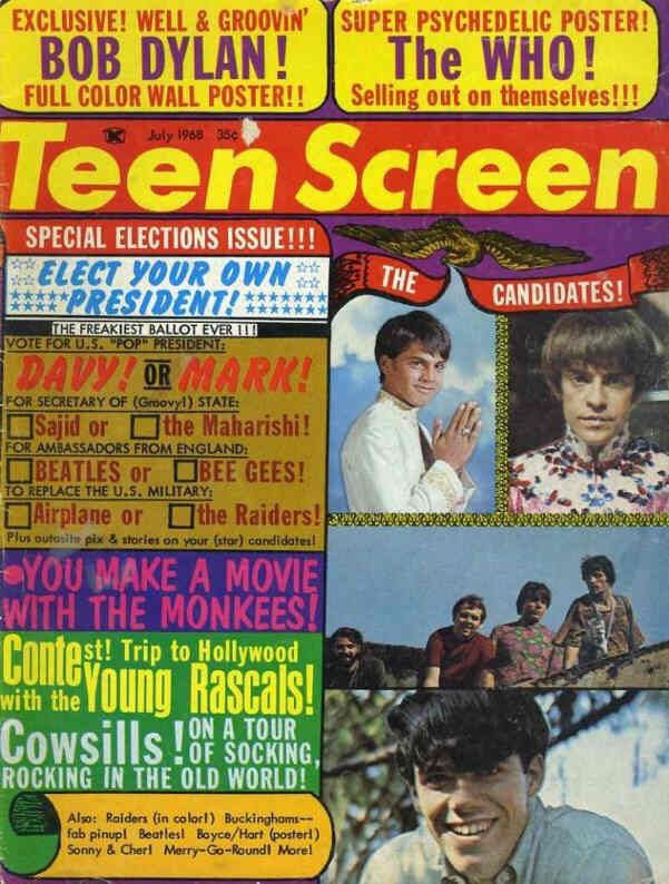 TEEN SCREEN magazine side cover July 1968