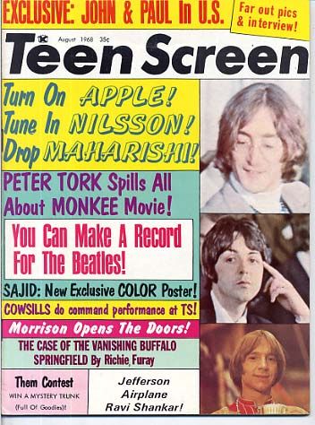 TEEN SCREEN magazine side cover August 1968