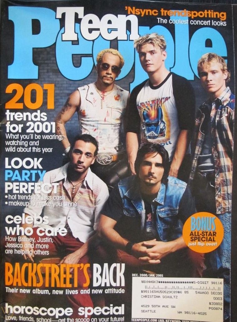 TEEN PEOPLE magazine side cover  December 2000/ January 2001 