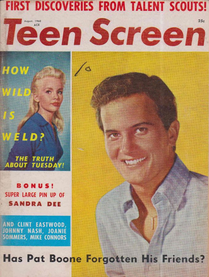 TEEN SCREEN magazine side cover August 1960