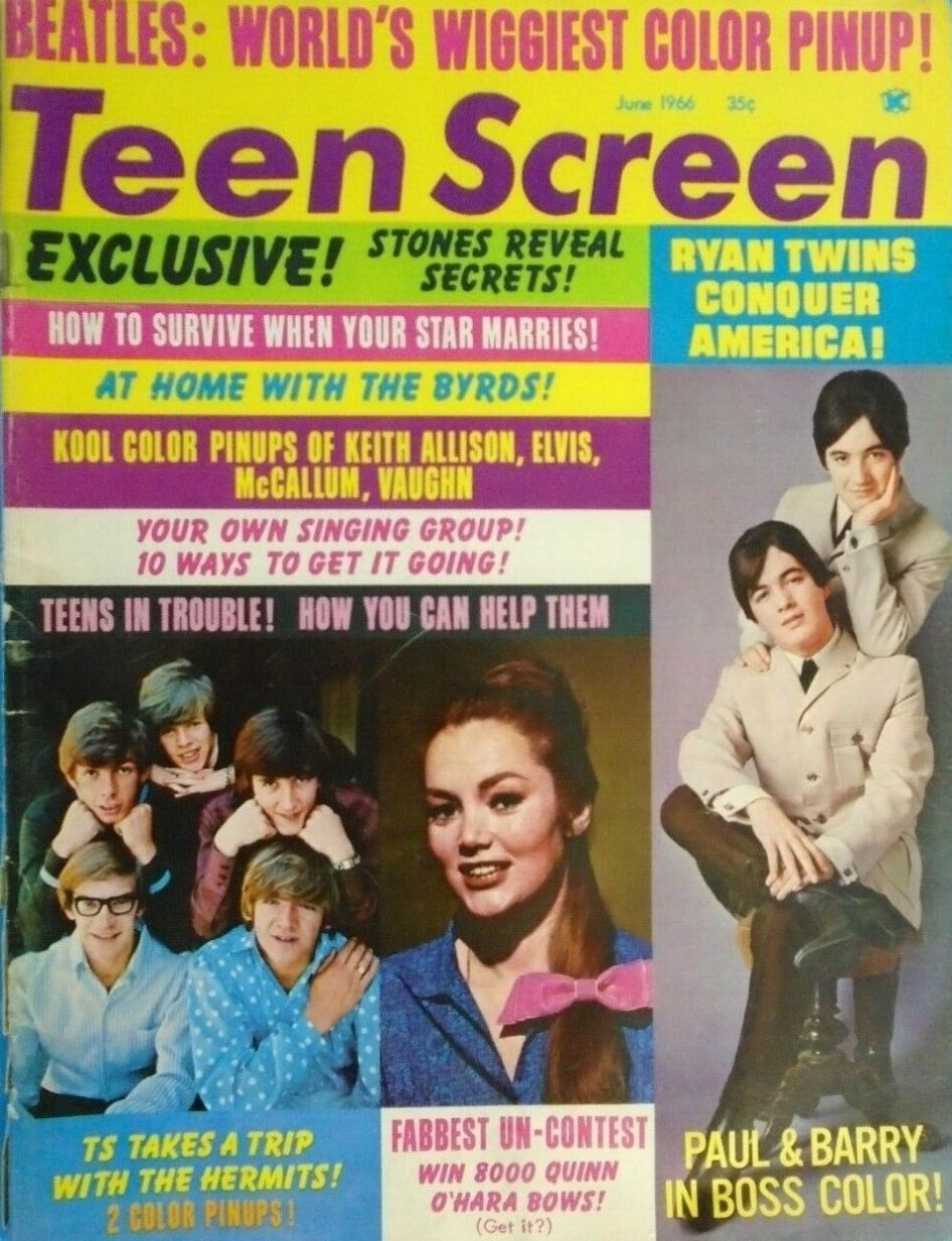 TEEN SCREEN magazine side cover  June 1966