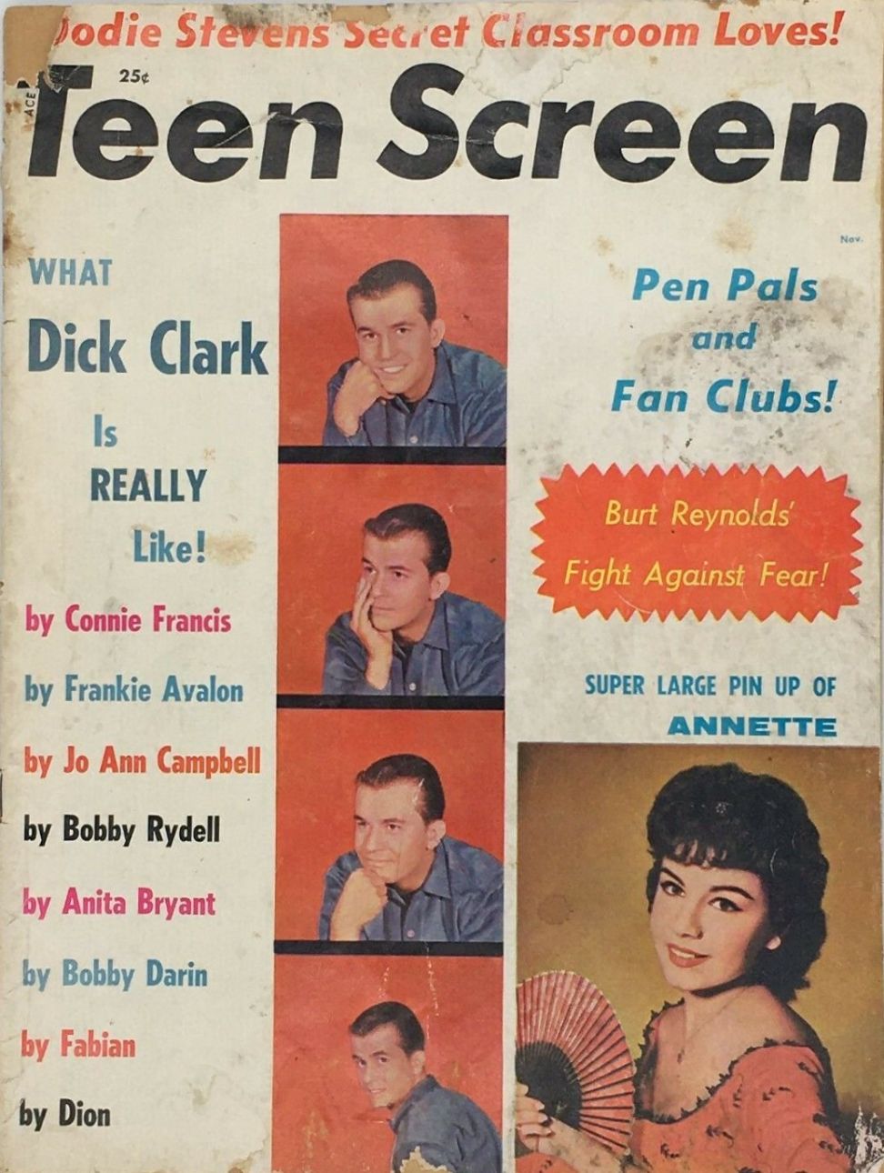 TEEN SCREEN magazine side cover  November 1960