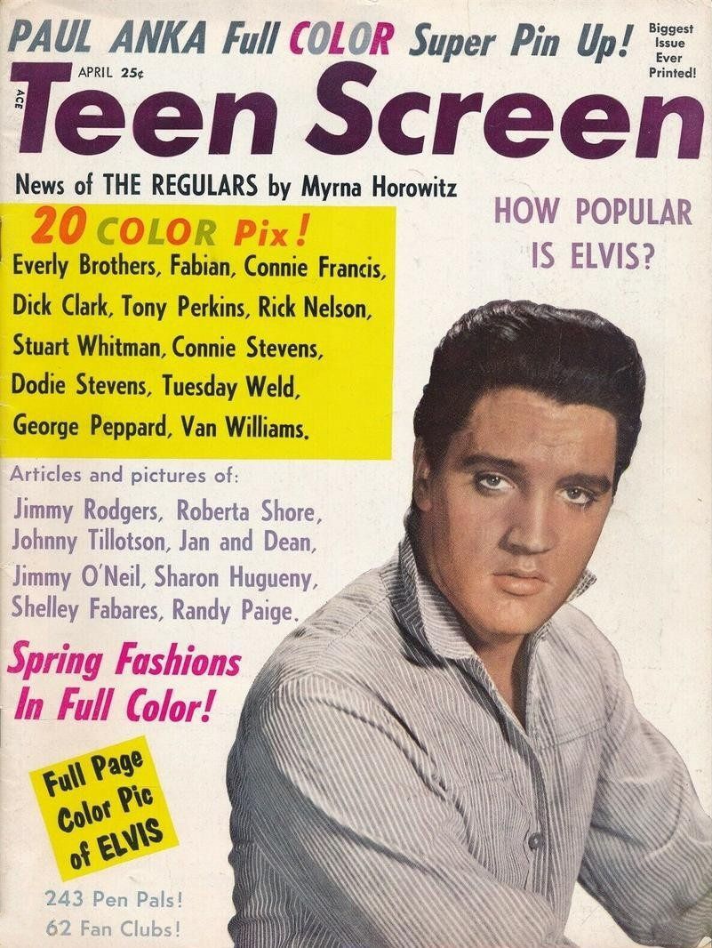 TEEN SCREEN magazine side cover  Vol 2 No  4  April 1961