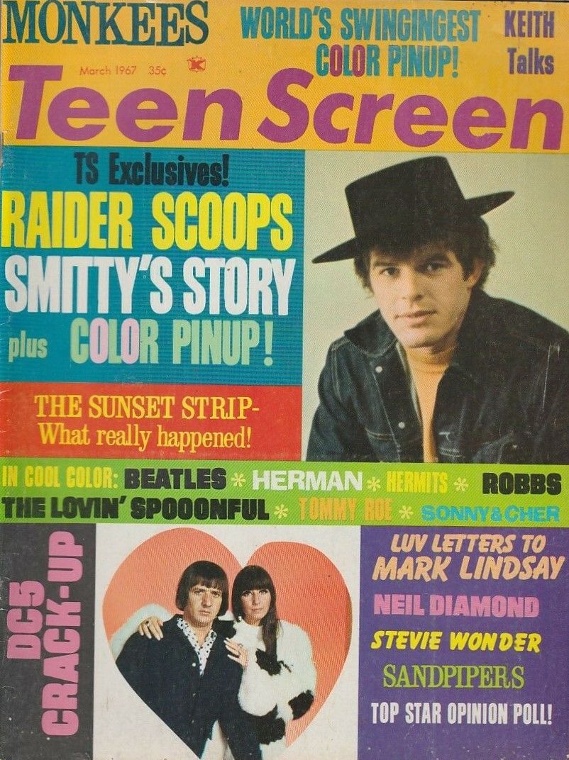 TEEN SCREEN magazine side cover  Vol 9 No 3  March 1967