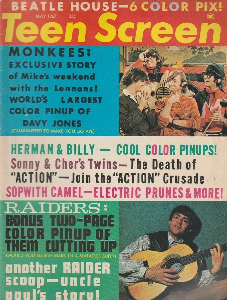 TEEN SCREEN magazine side cover  Vol 9 No  5  May 1967