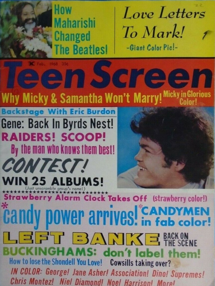 TEEN SCREEN magazine side cover  February 1968