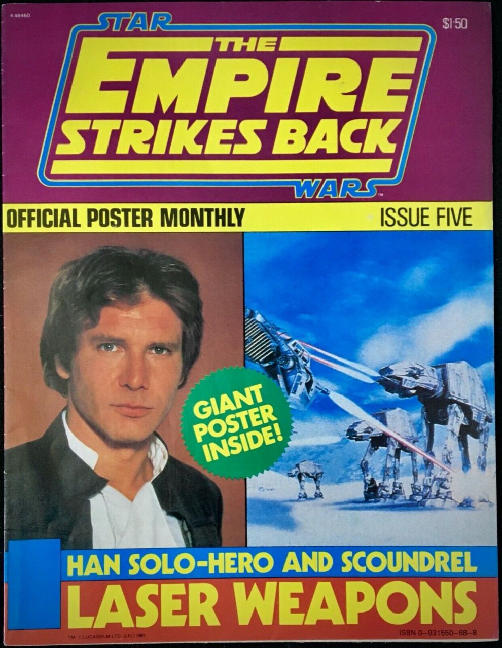 EMPIRE STRIKES BACK OFFICIAL POSTER MONTHLY magazine cover Issue 5  September 1980