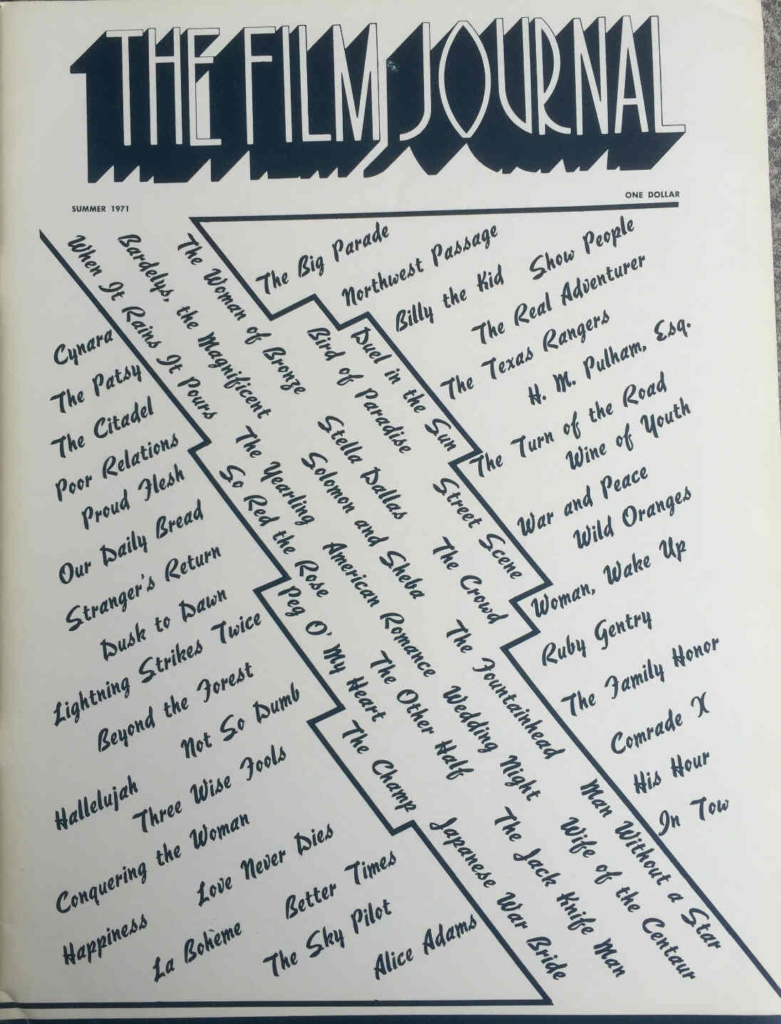 FILM JOURNAL | THE magazine side cover Issue 2  Vol 1 # 2 June 1971