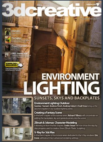 3D CREATIVE magazine side cover Issue 54 February 2010