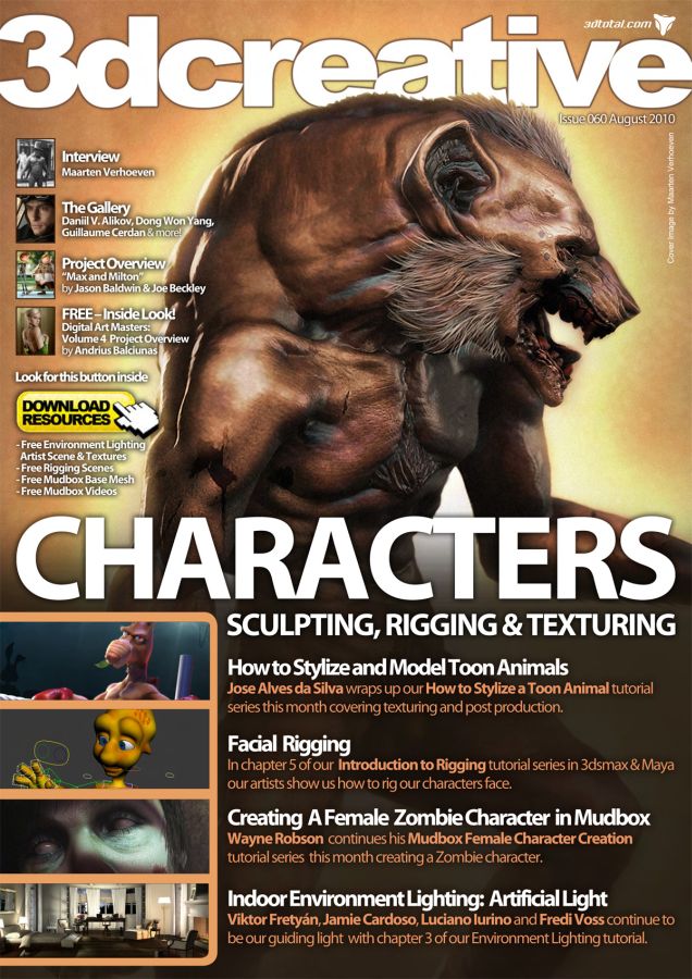3D CREATIVE magazine side cover Issue 60 August 2010