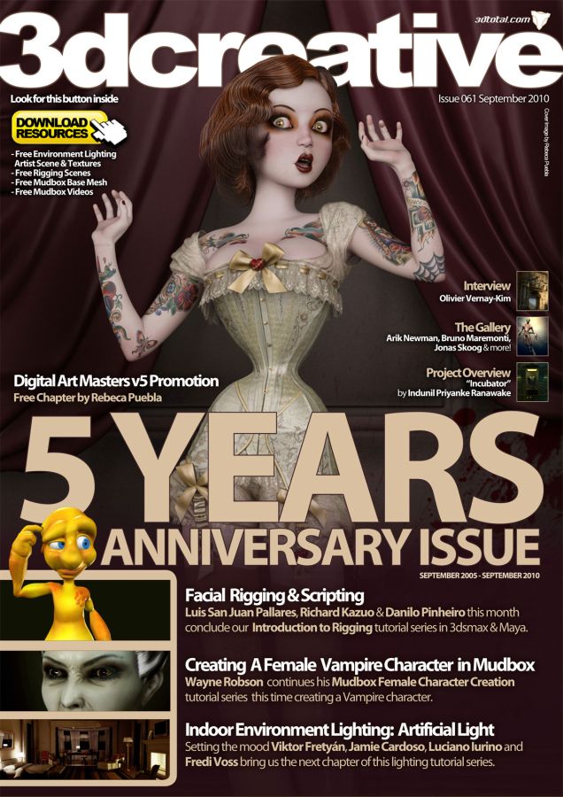 3D CREATIVE magazine side cover Issue 61 September 2010