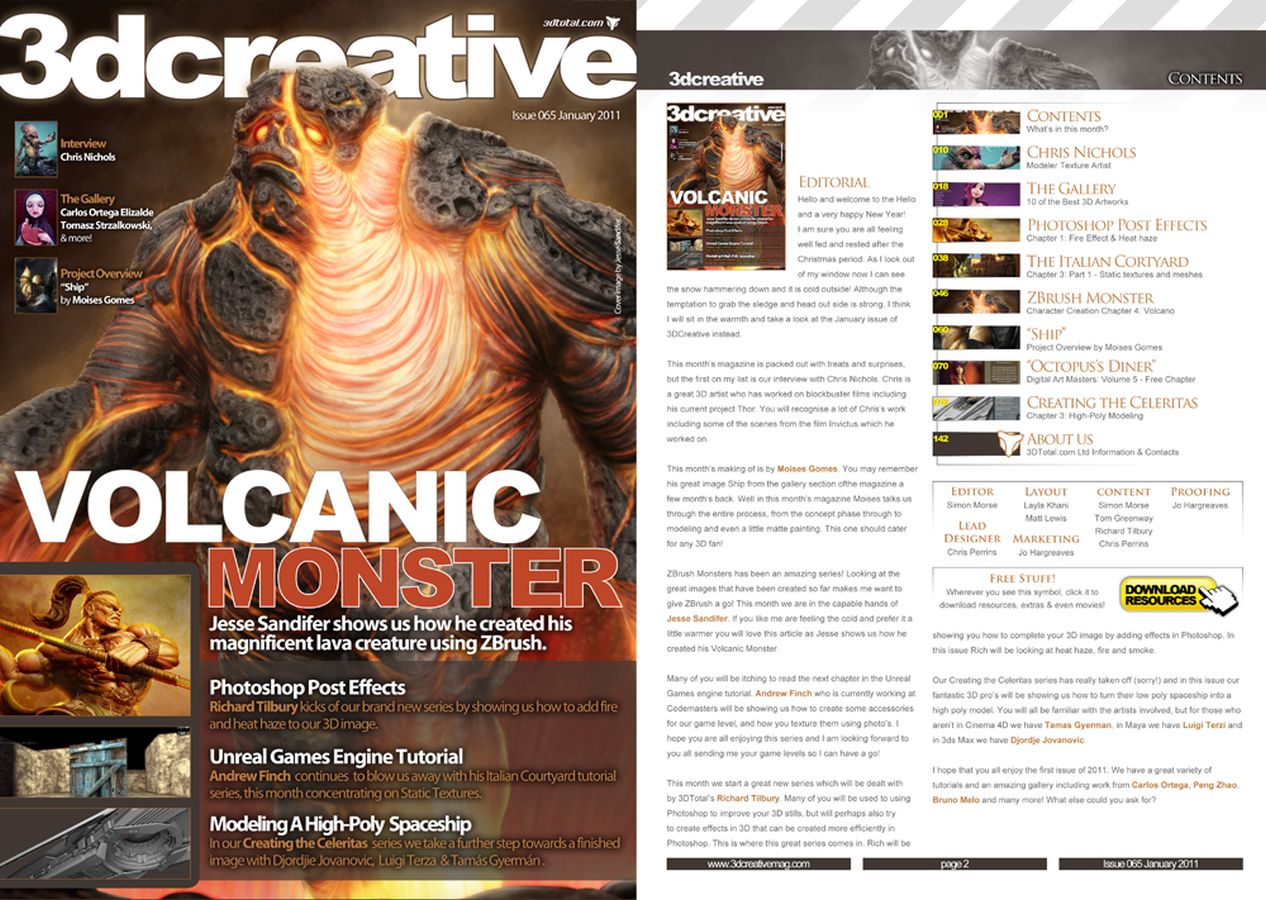 3D CREATIVE magazine side cover Issue 65 January 2011