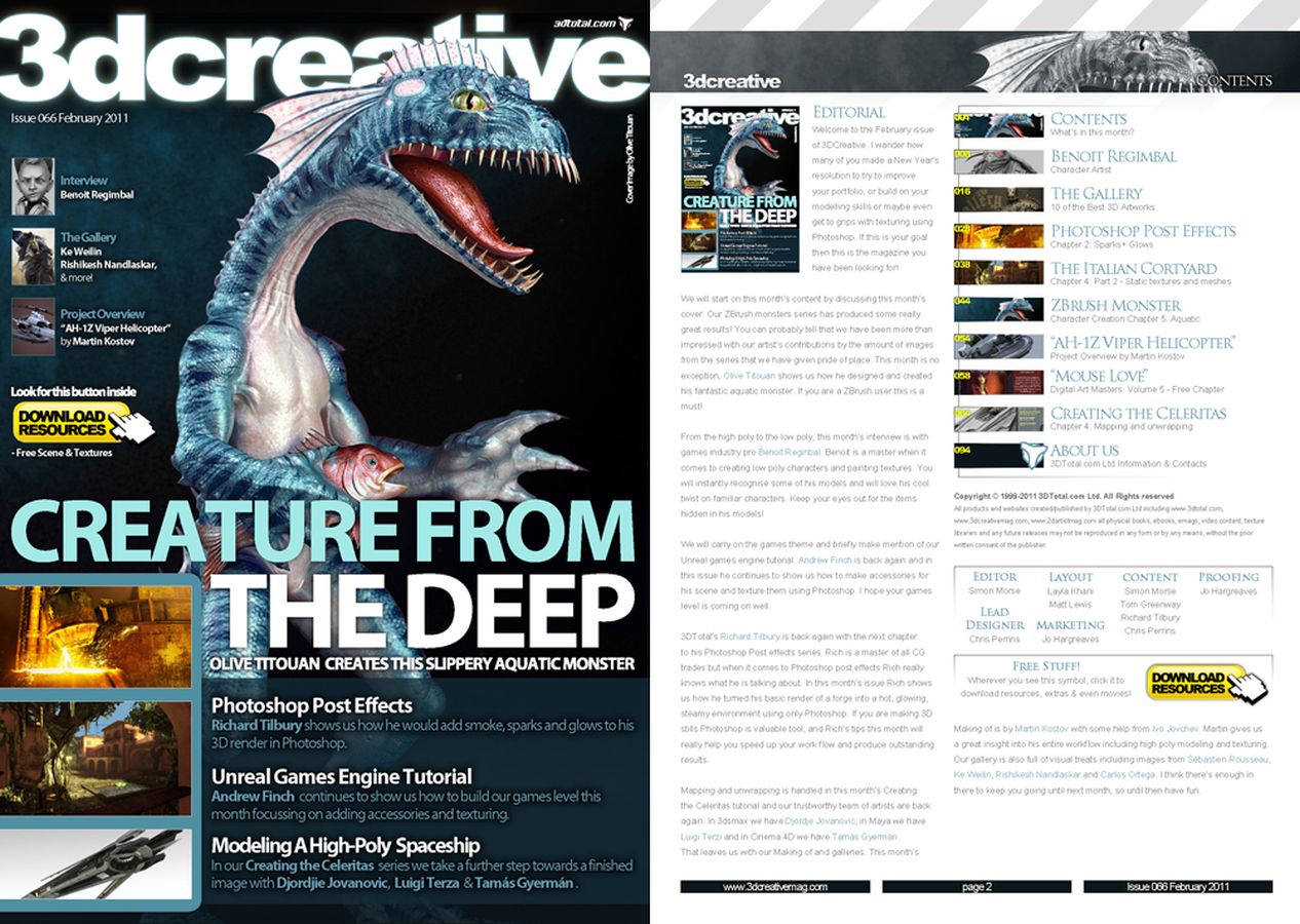3D CREATIVE magazine side cover Issue 66 February 2011