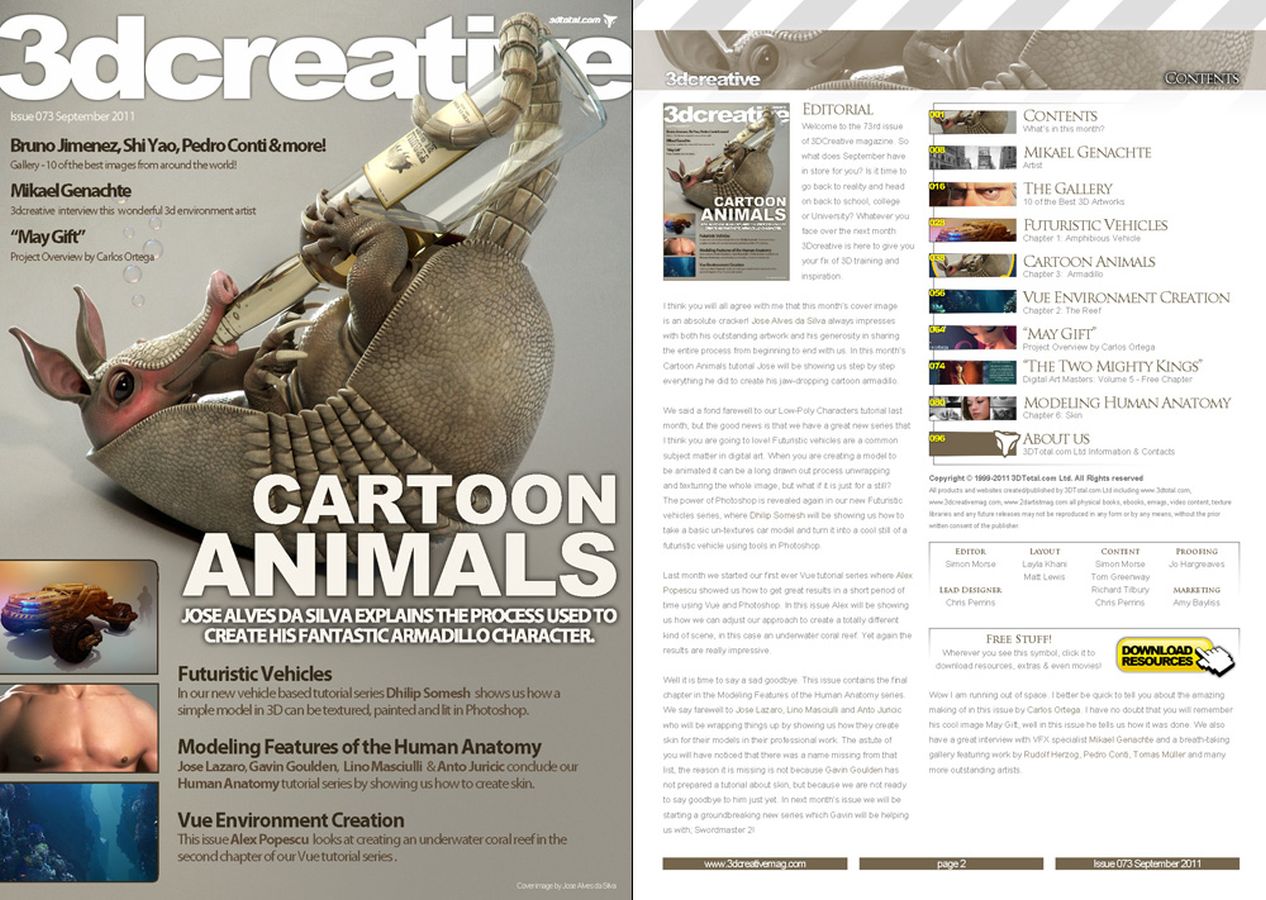 3D CREATIVE magazine side cover Issue 73 September 2011