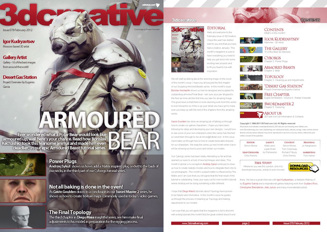 3D CREATIVE magazine side cover Issue 78 February 2012