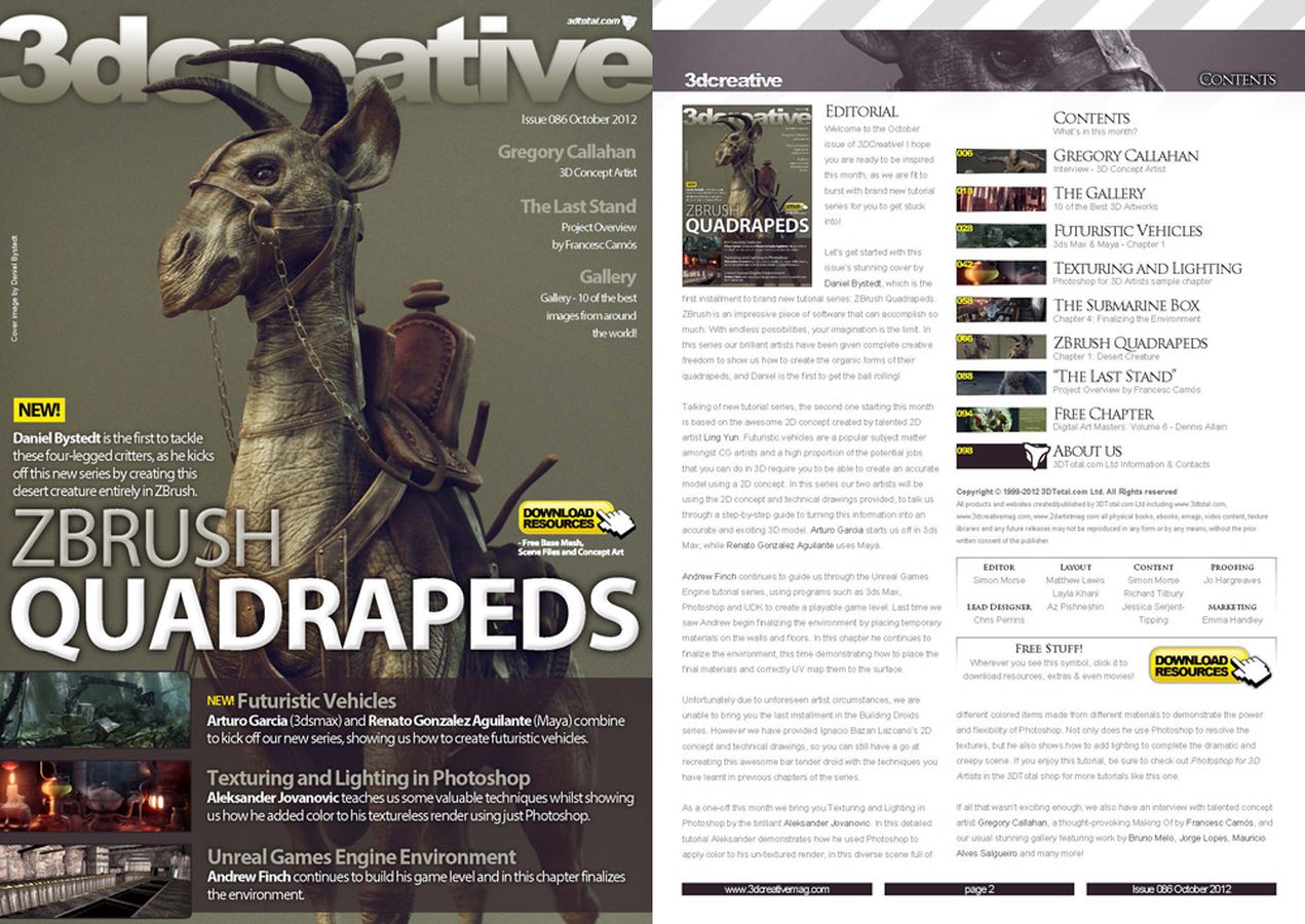 3D CREATIVE magazine cover Issue 86 October 2012