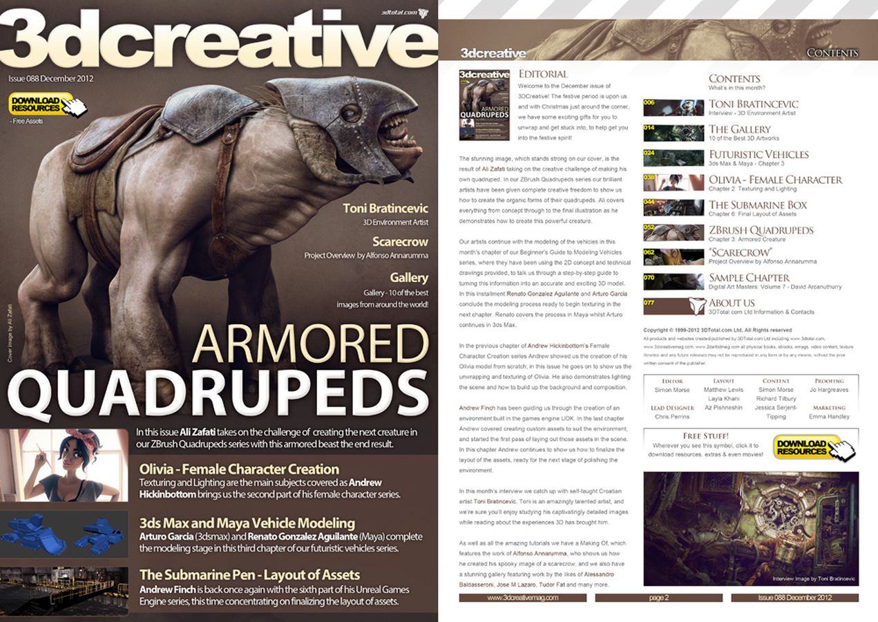 3D CREATIVE magazine side cover Issue 88 December 2012