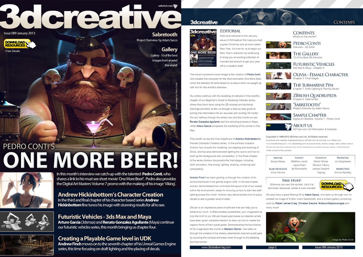 3D CREATIVE magazine side cover Issue 89 January 2013