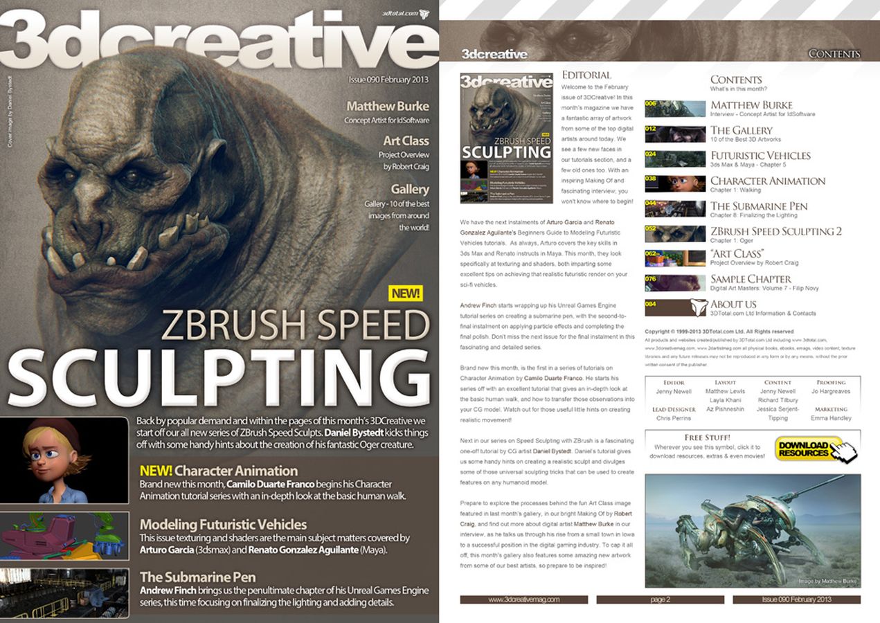3D CREATIVE magazine side cover Issue 90 February 2013