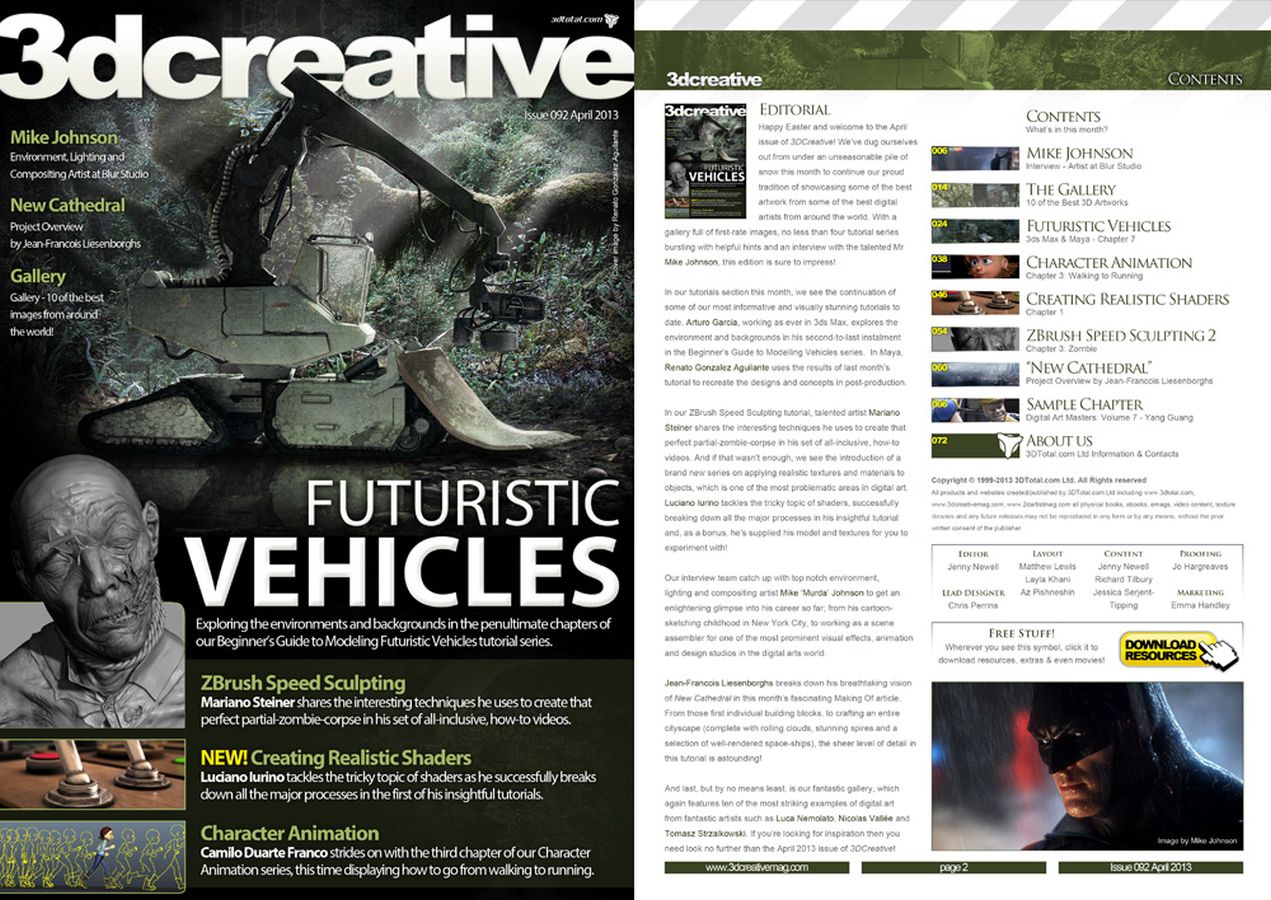 3D CREATIVE magazine side cover Issue 92 April 2013